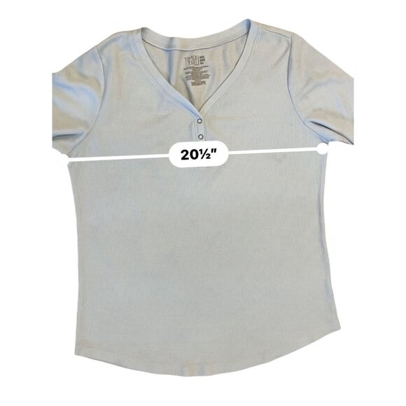 2XL plus size V-neck long sleeve waffle Henley baby blue stretch - Picture 2 of 6